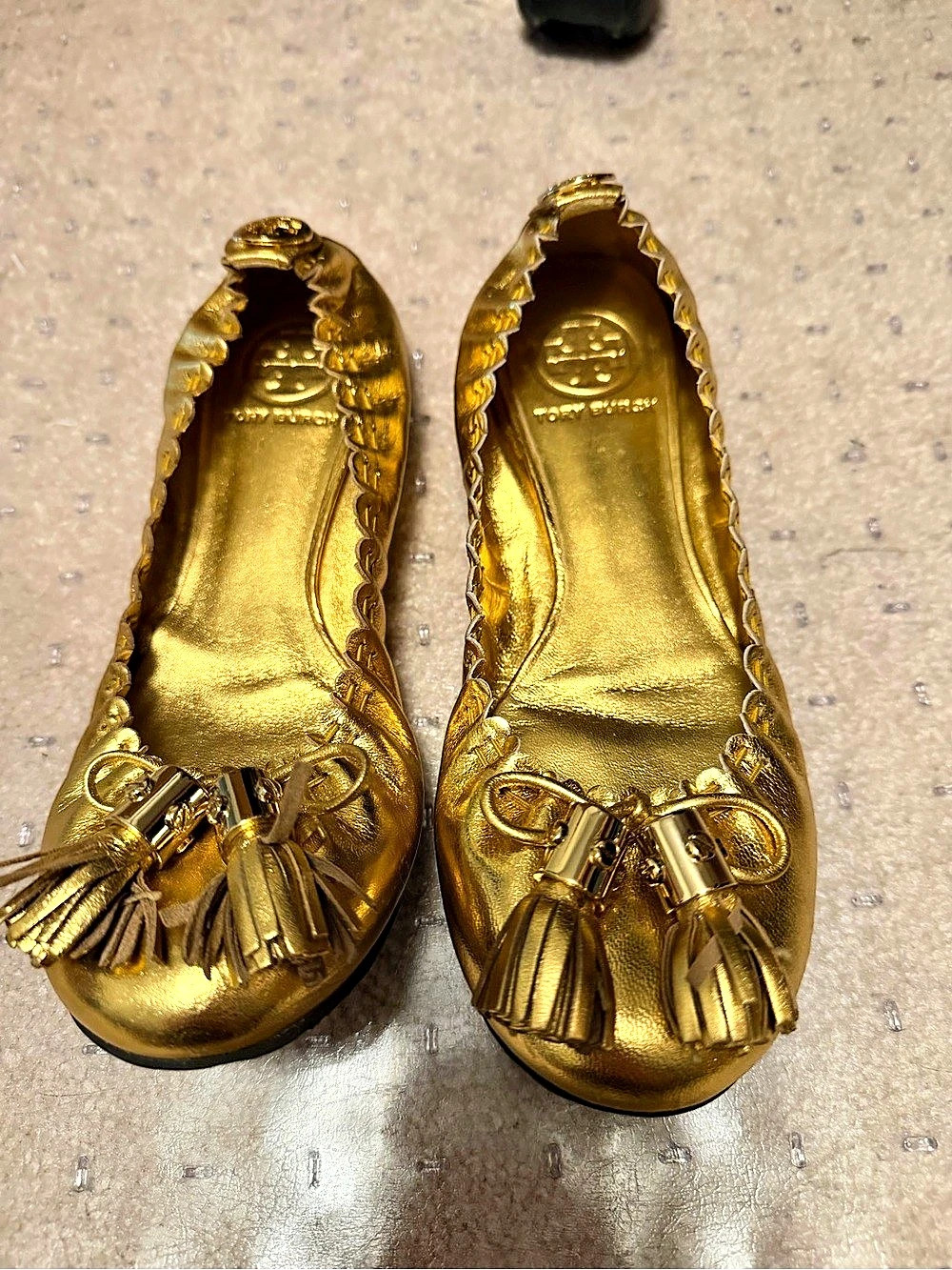Tory Burch Reese Tassel Ballet Flat Gold US 6.5